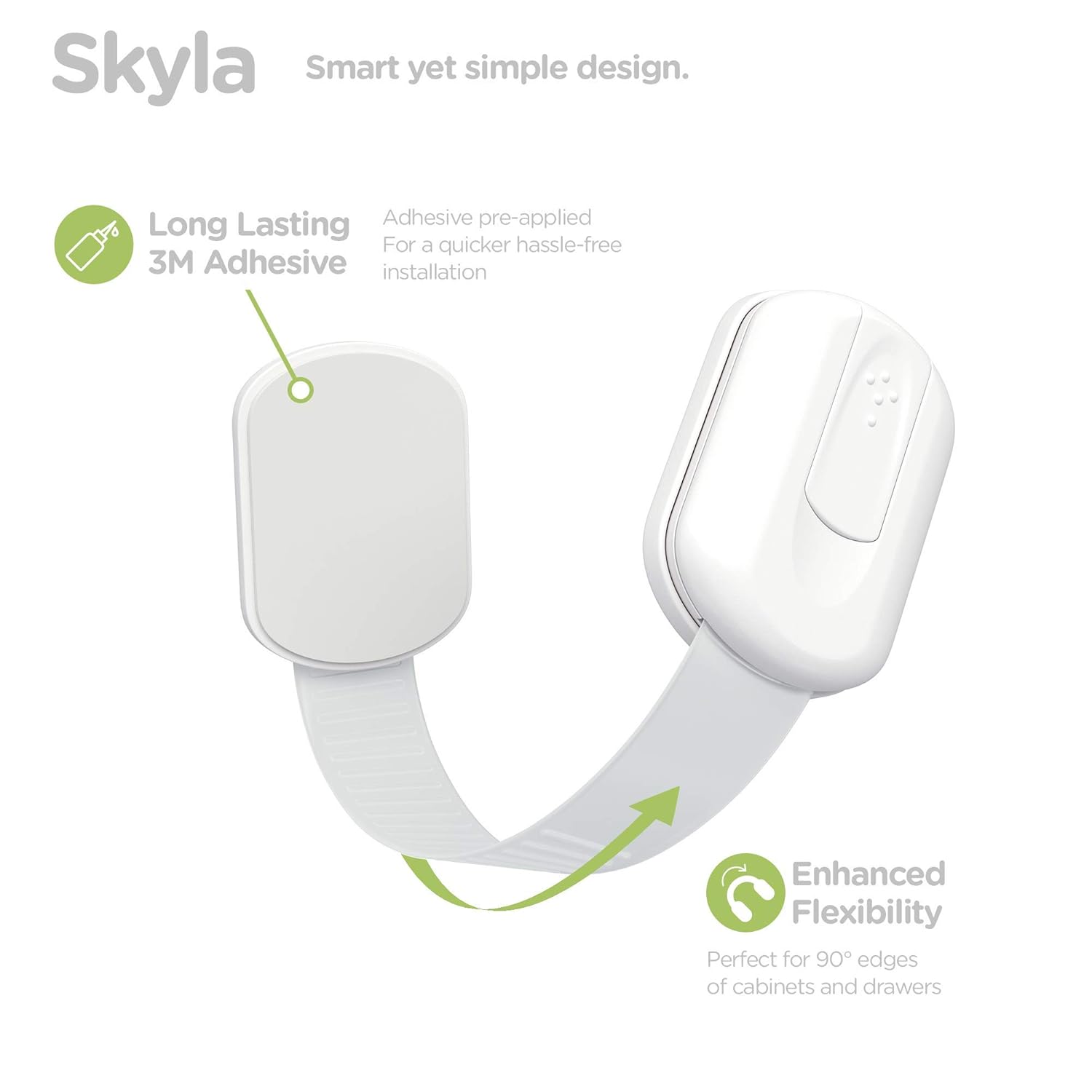 SKYLA HOMES Baby Locks (8-Pack) Child Safety Cabinet Proofing - Safe Quick and Easy 3M Adhesive Cabinet Drawer Door Latches No Screws & Magnets Multi-PLrpose for Furniture Kitchen Ovens Toilet Seats