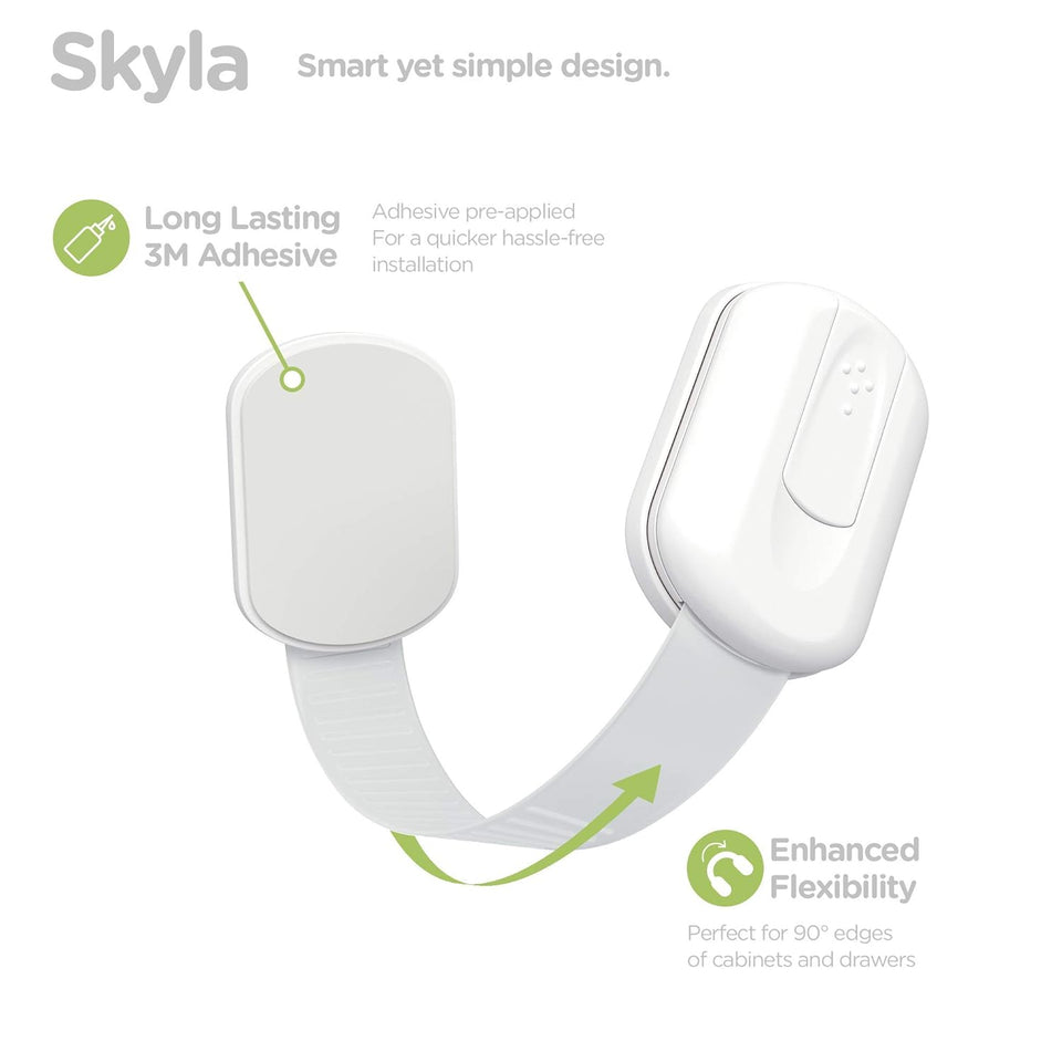 SKYLA HOMES Baby Locks (8-Pack) Child Safety Cabinet Proofing - Safe Quick and Easy 3M Adhesive Cabinet Drawer Door Latches No Screws & Magnets Multi-PLrpose for Furniture Kitchen Ovens Toilet Seats