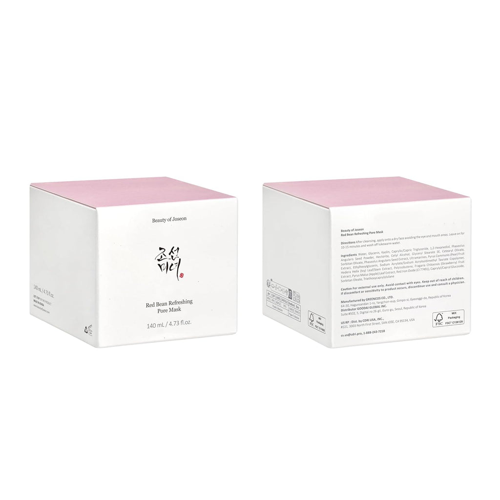 Beauty of Joseon red bean pore refreshing mask mud cream hydrating wash off pack 140ml for men and women skin care