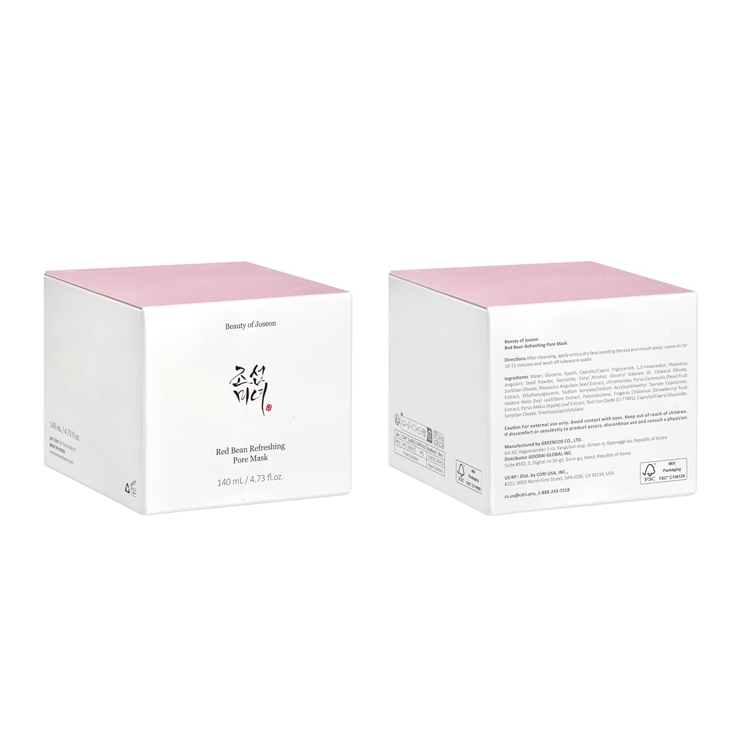 Beauty of Joseon red bean pore refreshing mask mud cream hydrating wash off pack 140ml for men and women skin care