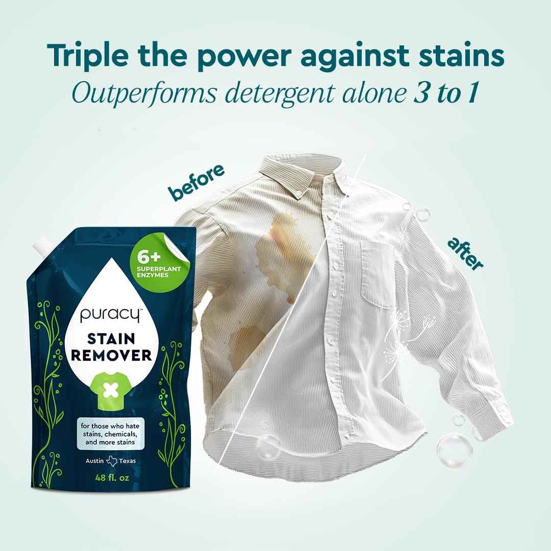Puracy Natural Stain Remover, Unscented Laundry and Spot Cleaner for Clothes, Baby, and Kids