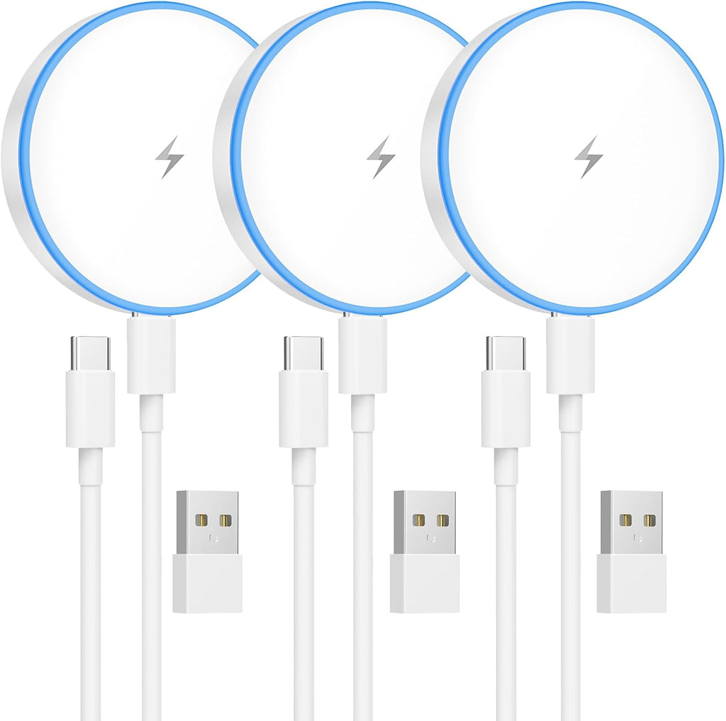 MagSafe Charger 2 Pack 15W Magnetic Wireless Charger Fast Charging Pad Compatible with iPhone 17/16/15/14/13/12 Series & AirPods 3/2/Pro Magnetic MagSafe Charging Pad with Dual Ports - ShopUS