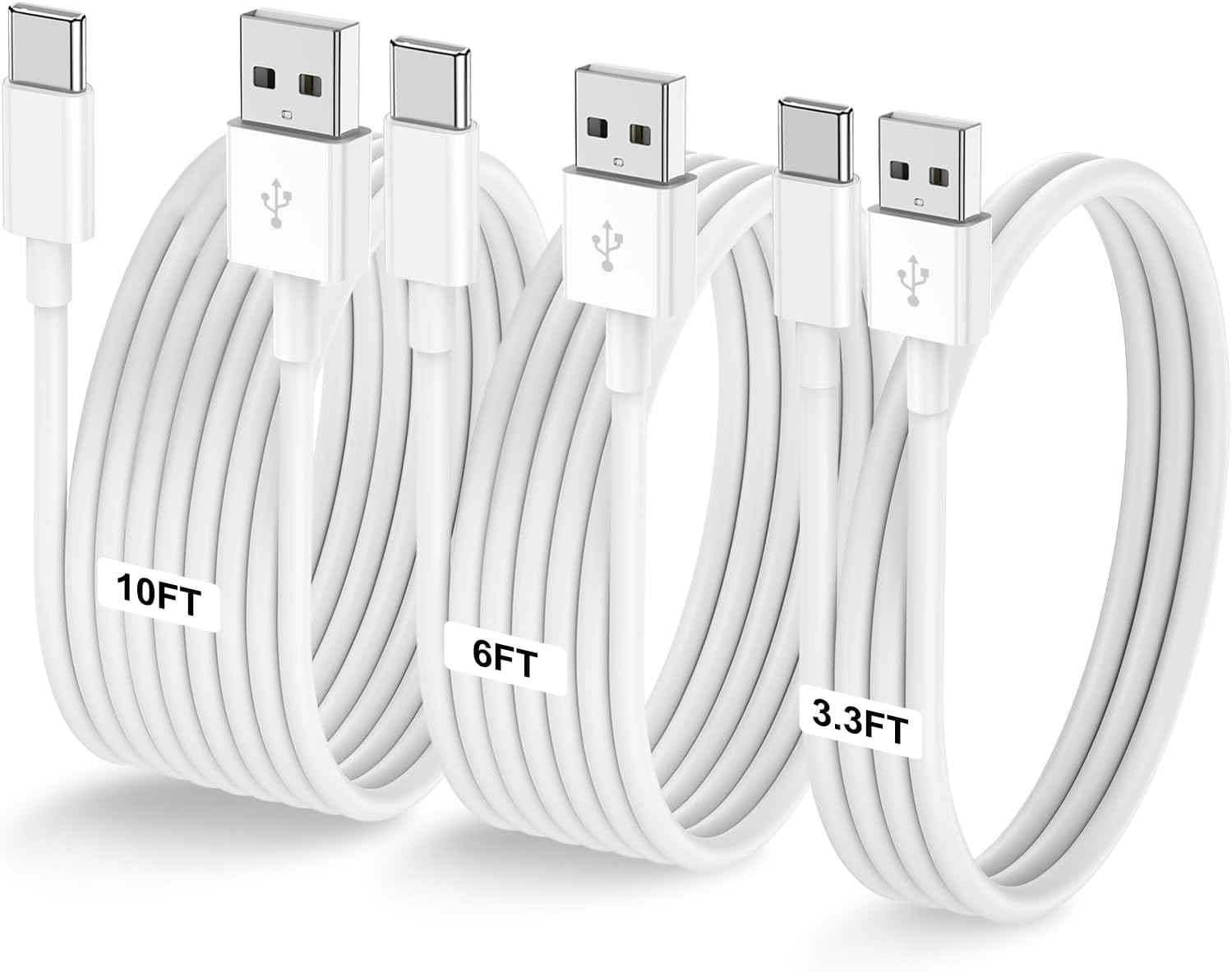 Car Carplay Cable for iPhone 17 16 15 Pro Plus Pro Max Air，3-Pack [3.3FT+3.3FT+6FT] USB A to USB C Cable for iPhone 17 16 15，for iPad Pro/Air/Mini，for Galaxy S25 S24，for MacBook Pro/Air and More