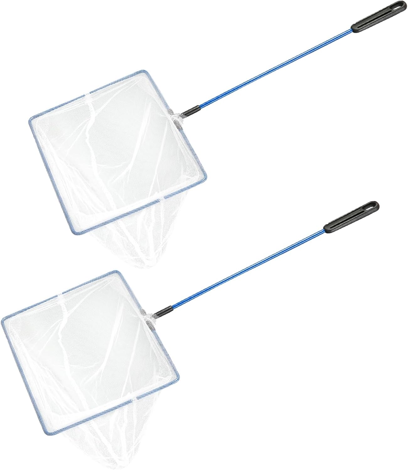 AQUANEAT 4-inch Aquarium Fish Net for small fish tank cleaning, food waste skimmer for small ponds and pools