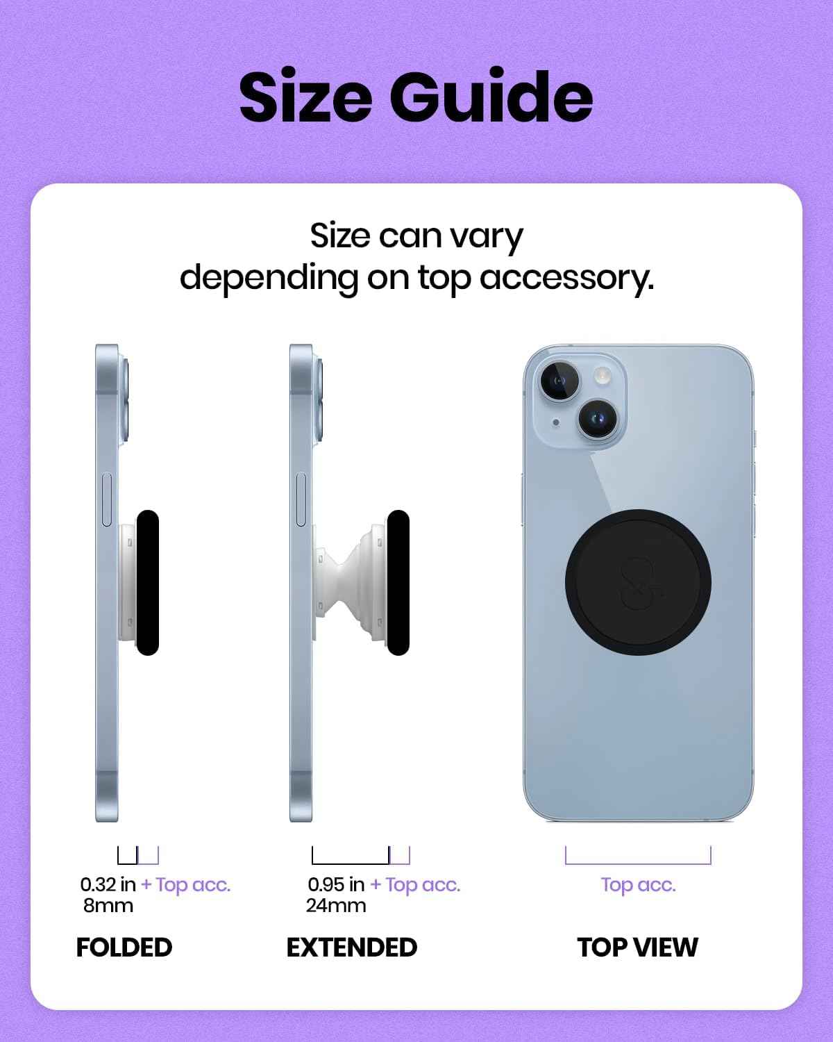 OnTheGrip Cute Cubic Diamond Heart Shape Design Collapsible Expandible Mobile Phone Grip Stand Holder for Smartphone Tablet Cell Phone Accessory (Silver Big)
