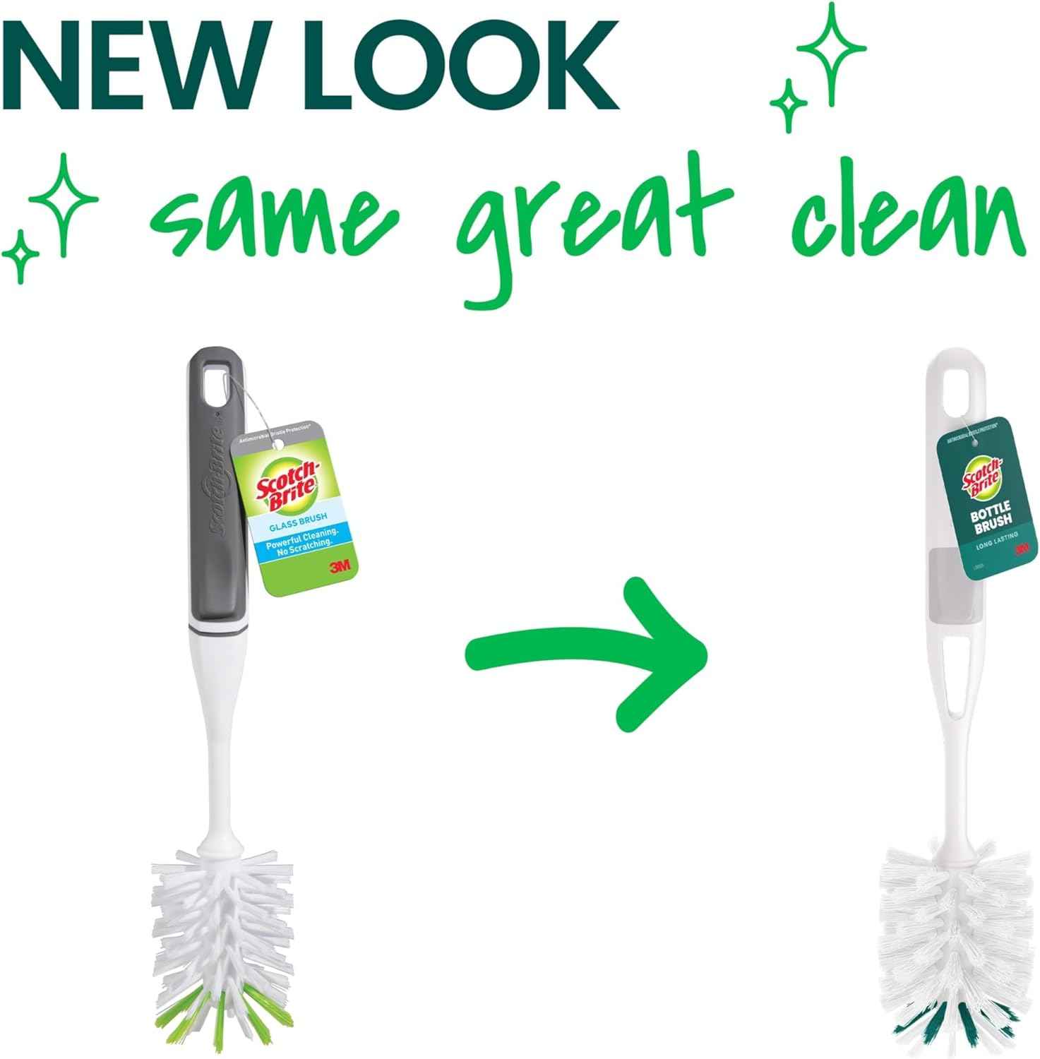 Scotch-Brite glass and water bottle brush with non-slip handle and durable design for effortless cleaning