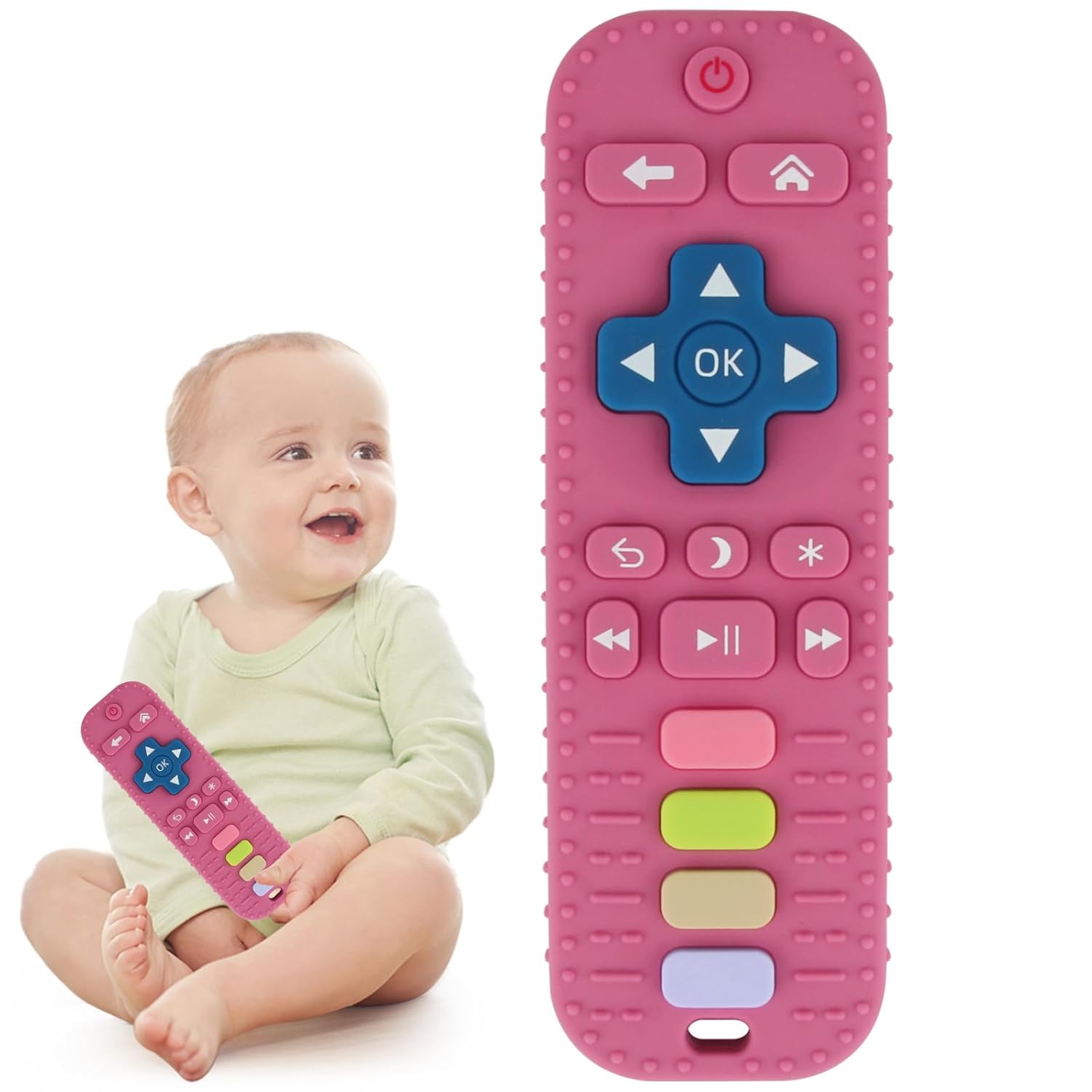 chuya baby teether toy tv remote control shape 3-24 months black food-grade silicone
