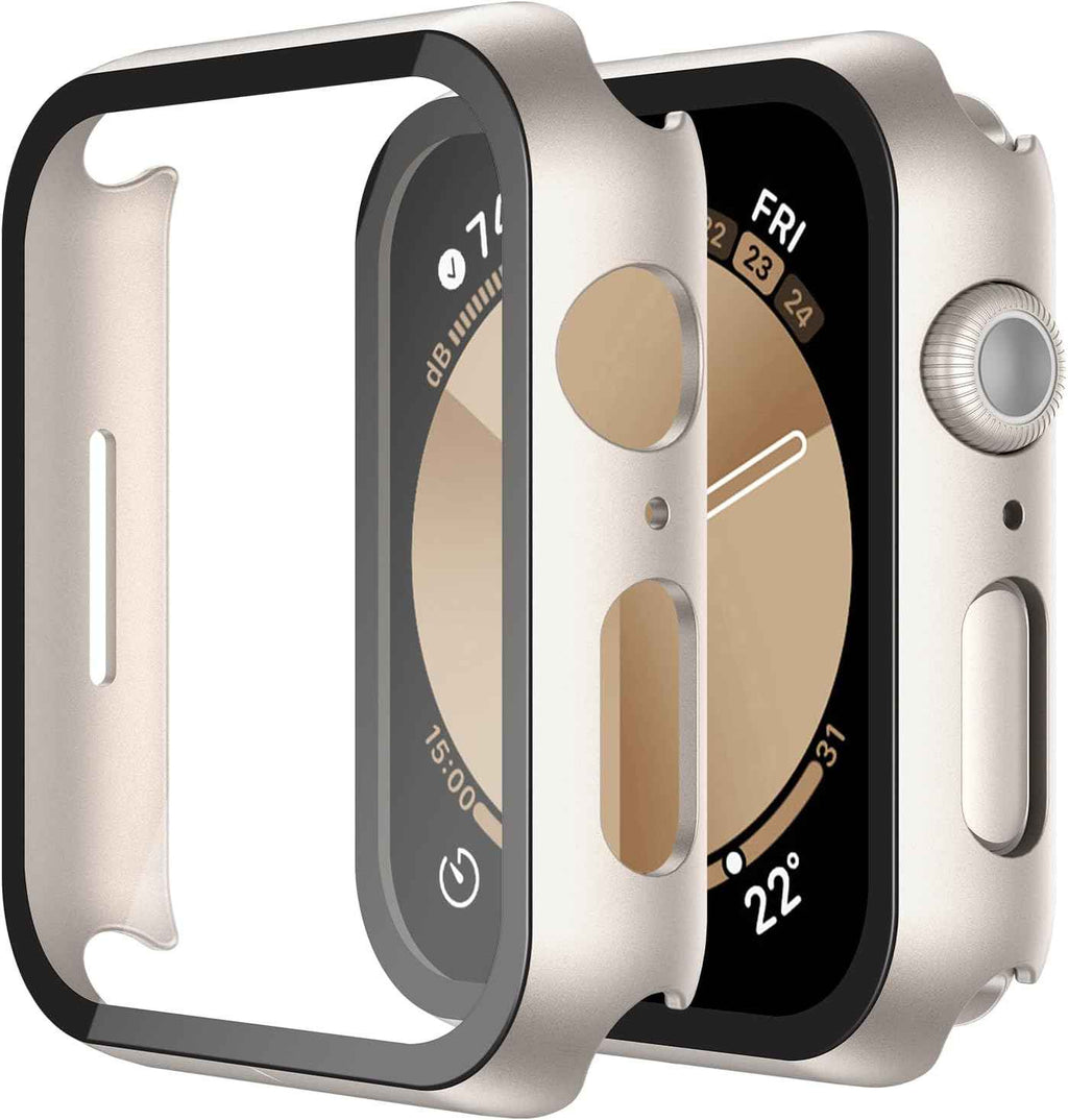 Misxi 2 Pack Tempered Glass Case Compatible for Apple Watch Series 11 (2025) Series 10 46mm, Screen Protector Cover for iWatch, Black