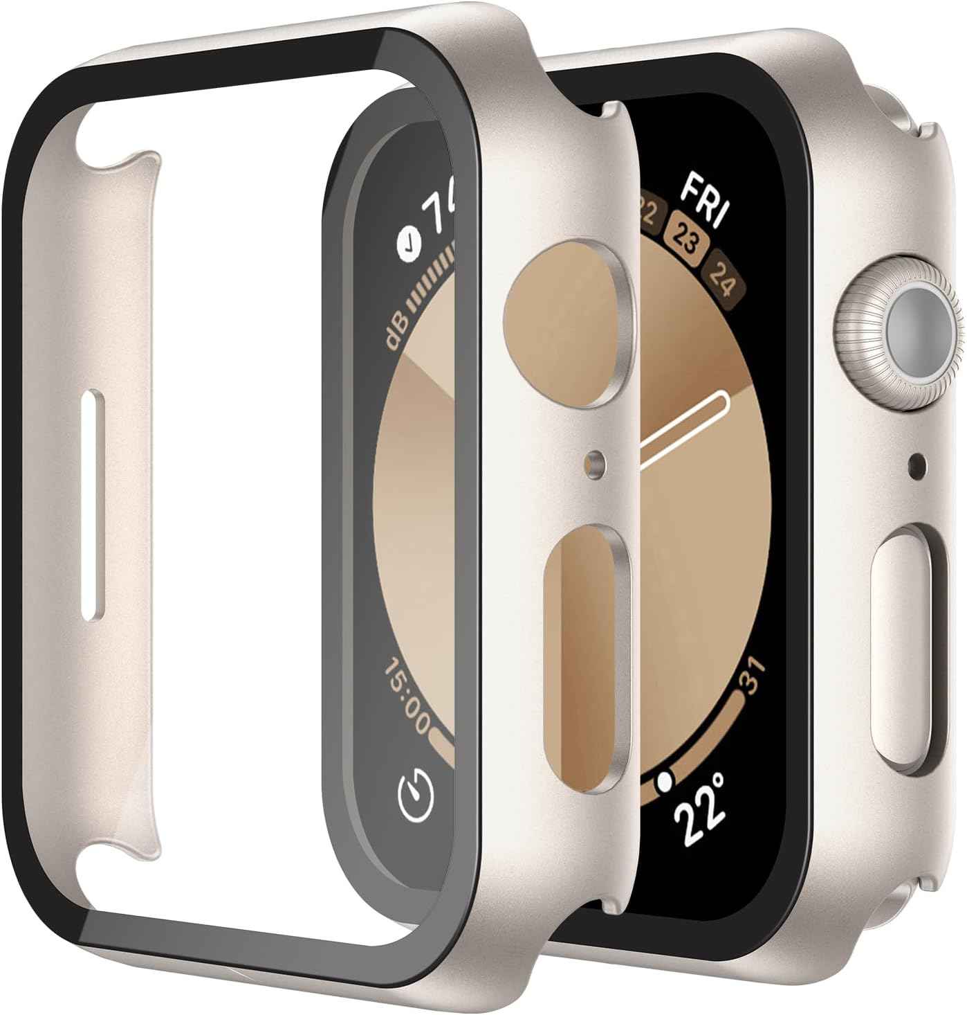 Misxi 2 Pack Tempered Glass Case Compatible for Apple Watch Series 11 (2025) Series 10 46mm, Screen Protector Cover for iWatch, Black