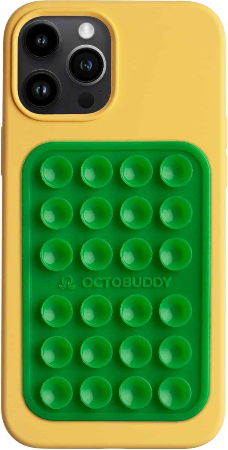 OCTOBUDDY Classic - Silicone Suction Phone Case Adhesive Mount - Hands-Free, Strong Grip Holder for Selfies and Videos - iPhone and Android Compatible - 2.25″ x 3.25″, Chalk Pink