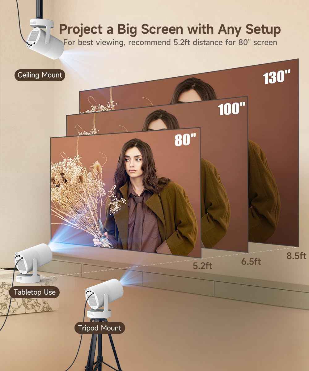 magcubic mini projector 4k support portable wifi 6 bluetooth 5.4 180° rotation home theater
