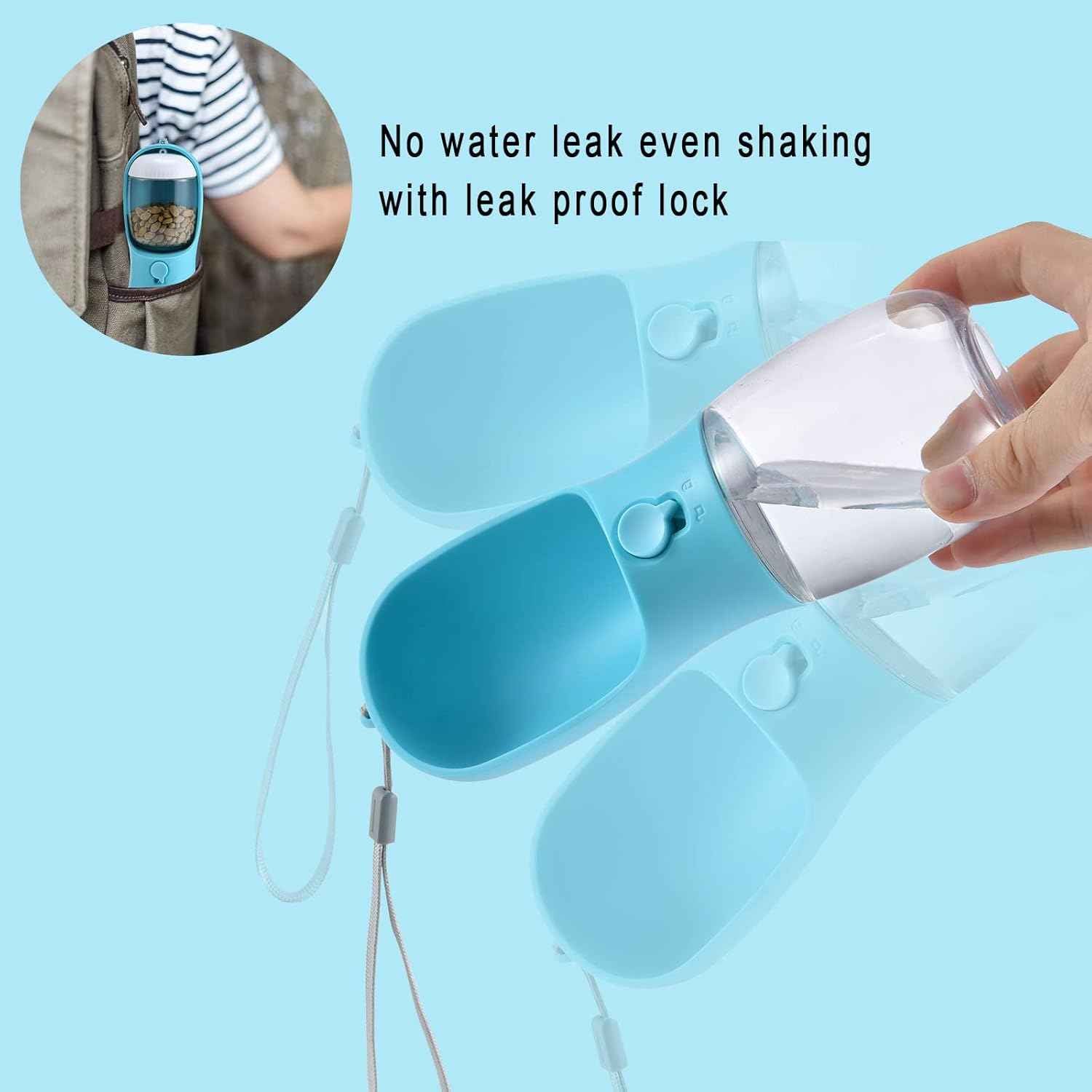 Cibaabo Dog Water Bottle with Food Container, Portable Pet Dispenser for Yorkies and Cats Walking Hiking