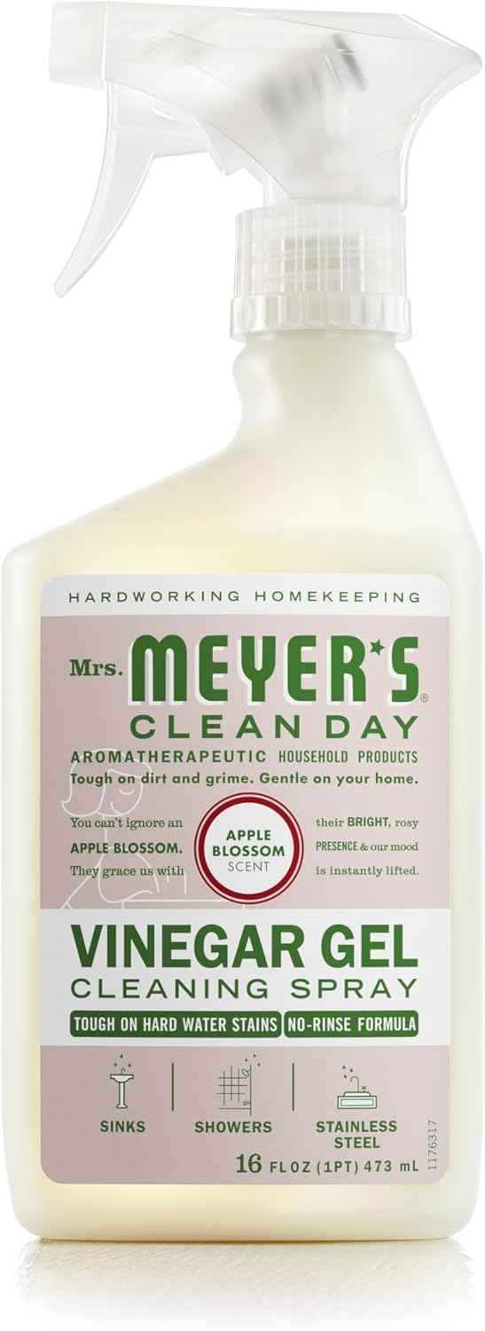 Mrs. Meyer's Apple Blossom Vinegar Gel Cleaning Spray, 16 Fl Oz, No-Rinse Formula for Bathroom Use