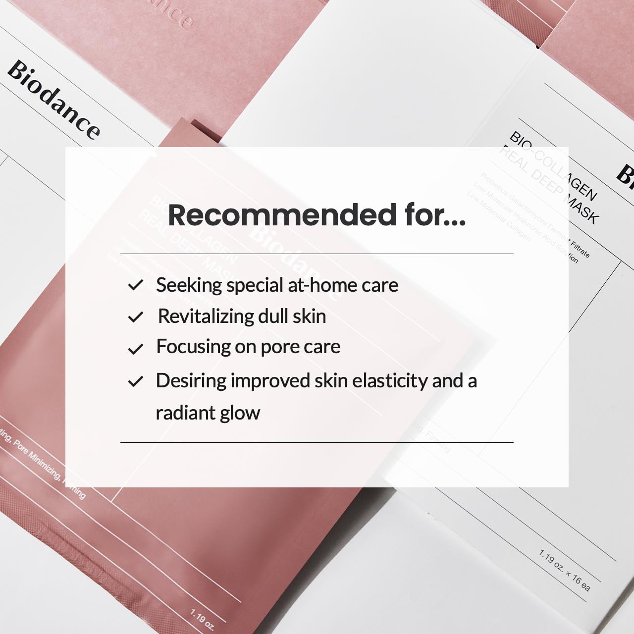 biocollagen real deep mask, hydrating overnight hydrogel mask, pore minimizing, elasticity improvement, 4ea, 34g