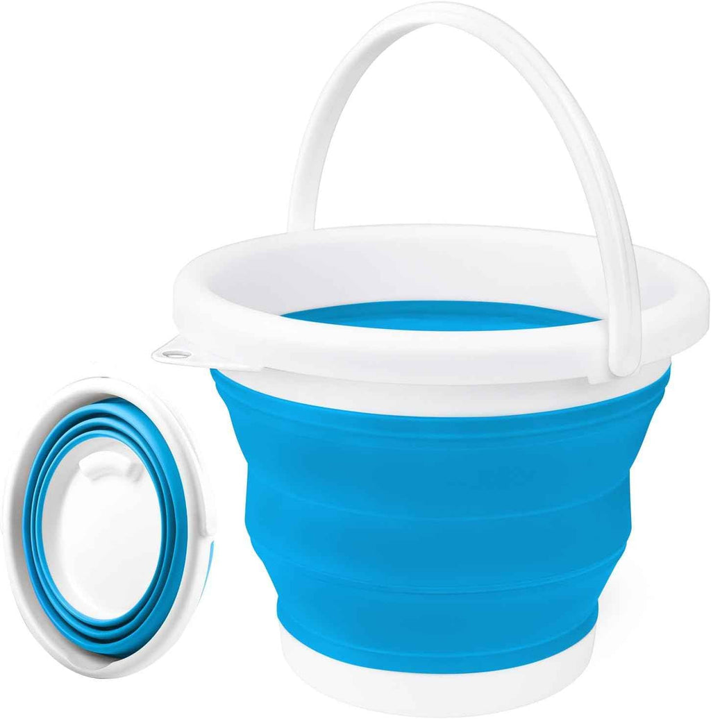 Collapsible Mop Bucket and Ice Bucket-5L(1.3 Gallon) Household Cleaning Silicone Dust Mops Bucket with no Wringer Set,Portable Bathroom Cleaning Supplies Bucket for Cleaning Caddy Spin Mops for Floor