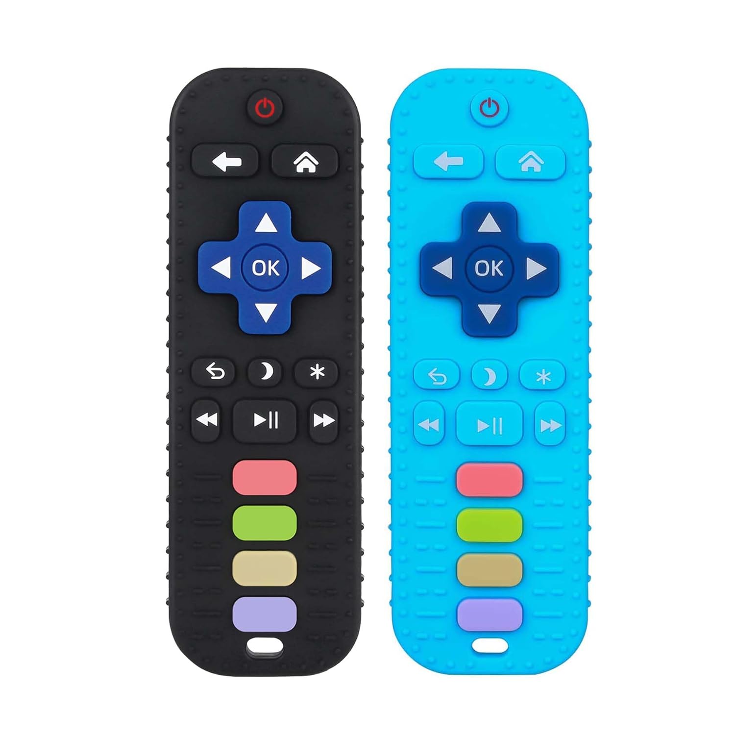 chuya baby teether toy tv remote control shape 3-24 months black food-grade silicone