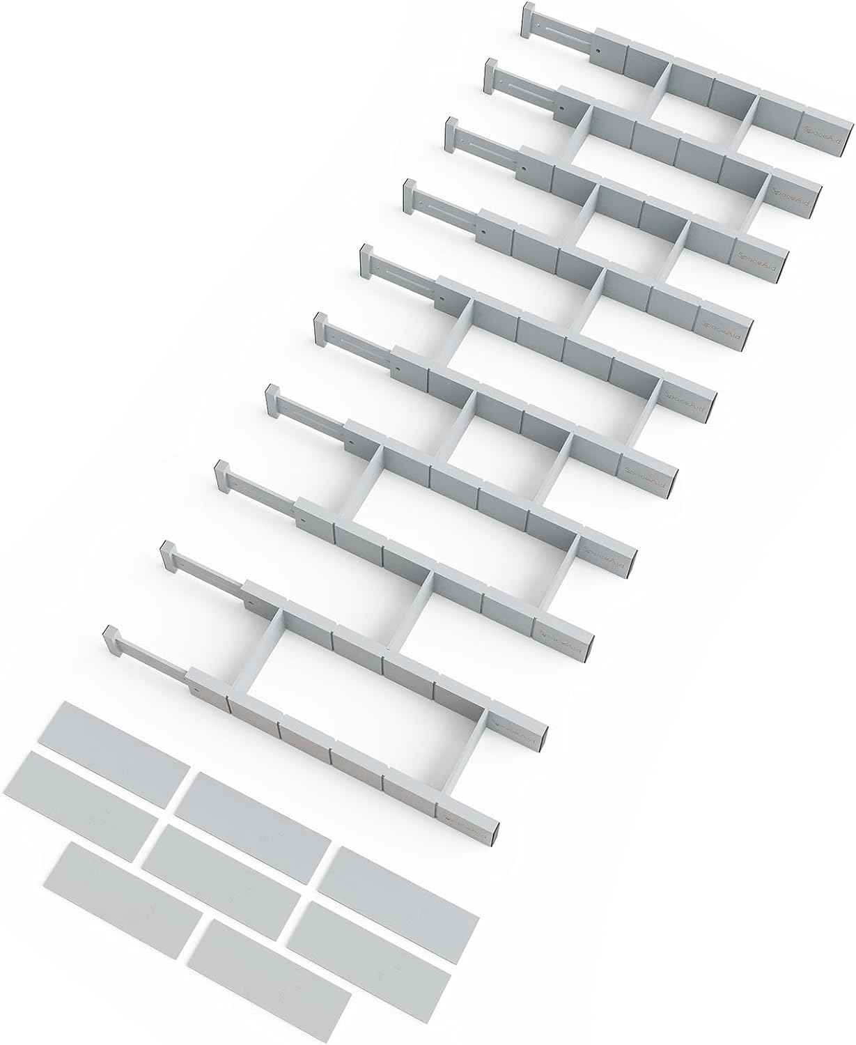 SpaceAid Bamboo Drawer Dividers with Inserts and Labels, Kitchen Adjustable Drawer Organizers, Expandable Organization for Home, Office, Dressers, 4 Dividers with 9 Inserts (17"-22" Natural)