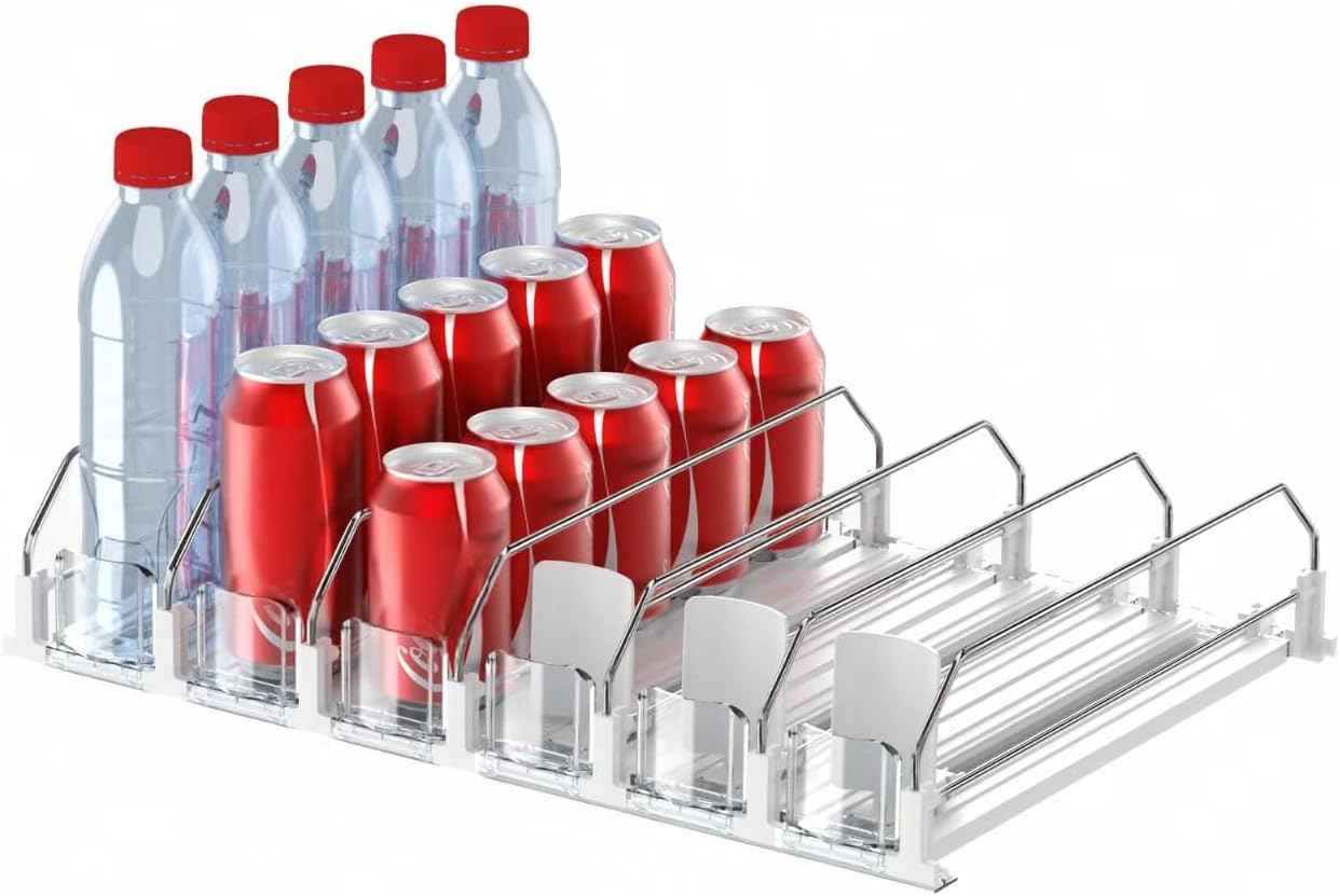 Drink Organizer for Fridge,Self Pushing Fridge Drink Organizer,Automatic Drink Dispenser for Fridge-Holds up to 25 Cans