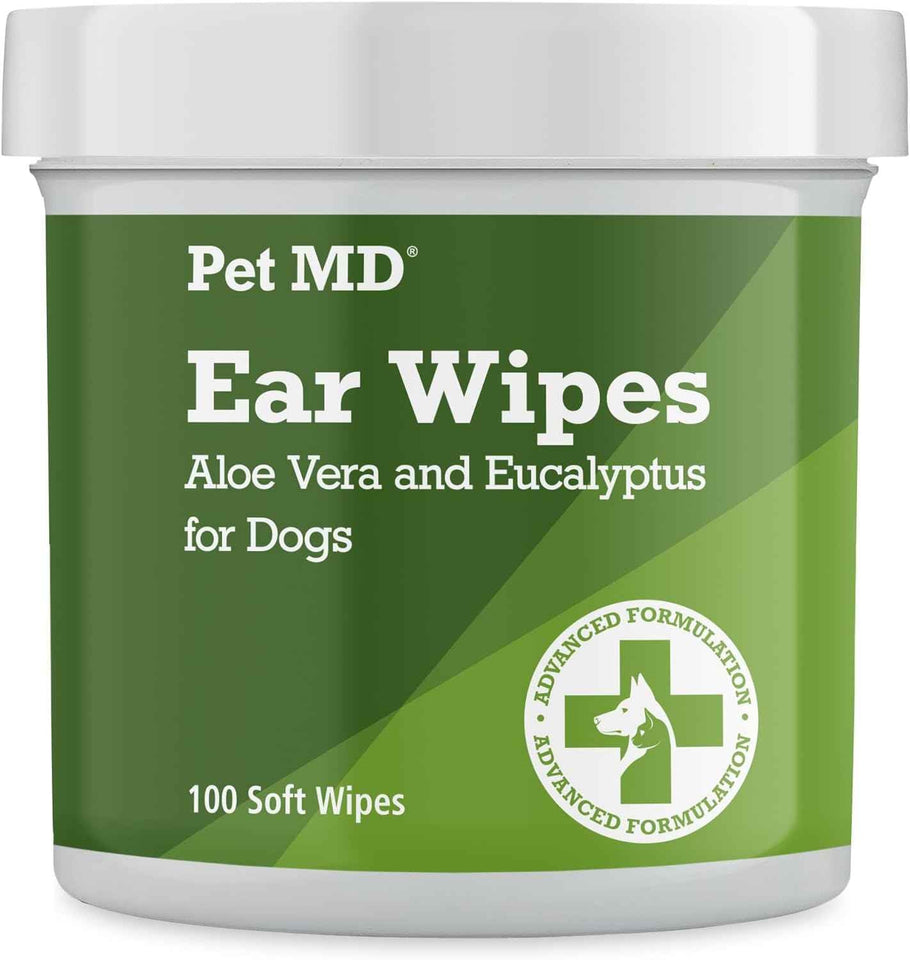 pet md dog ear cleaner wipes with aloe eucalyptus 100 count for dogs