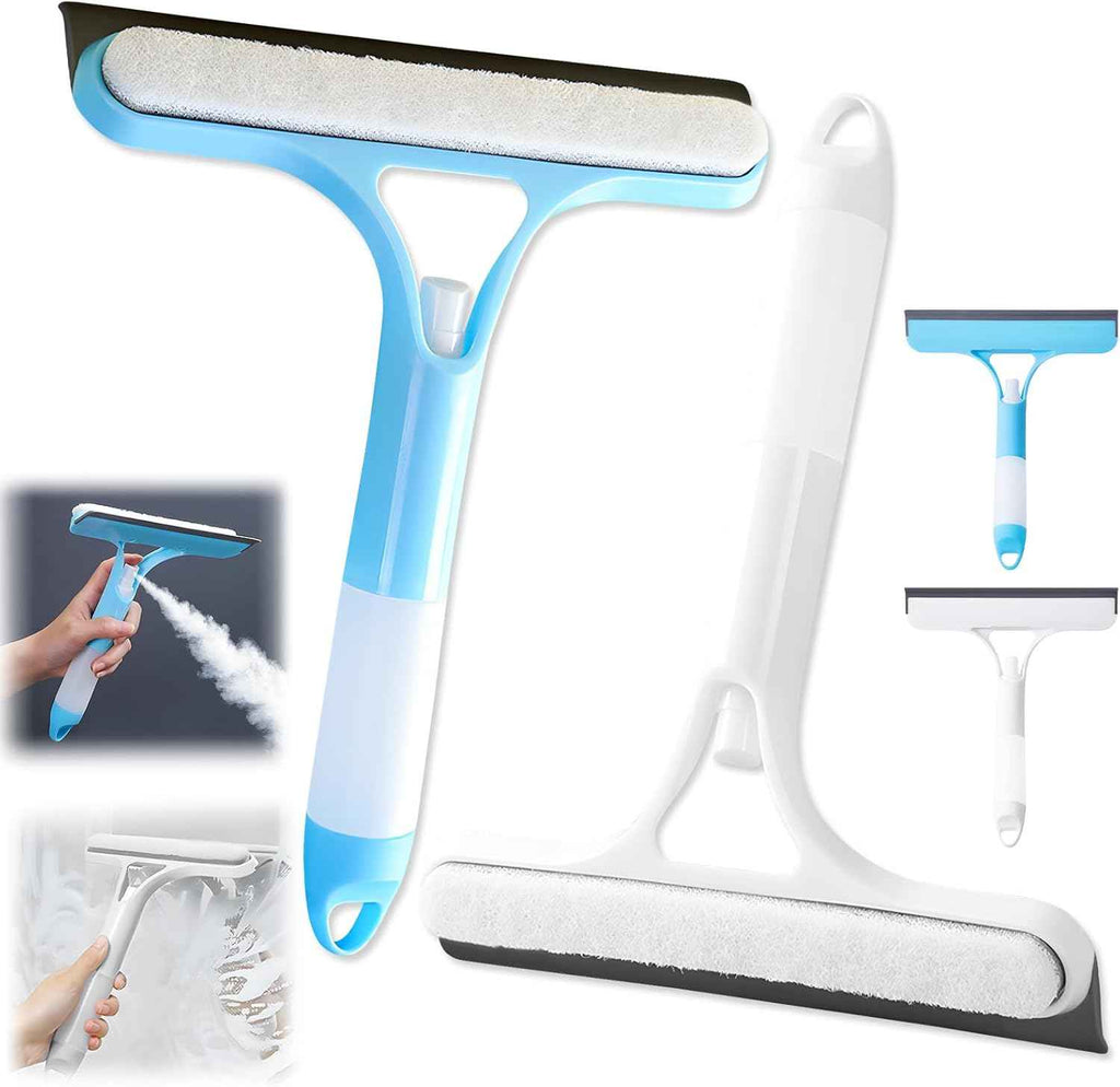 3 in 1 Window Cleaning Scraper,New 3 in 1 Window Cleaner,Squeegee and Scrubber with Spray, for Windows, Walls,Car Windshields, Bathrooms, Kitchens, All-Purpose Window Cleaner Tool (Blue)