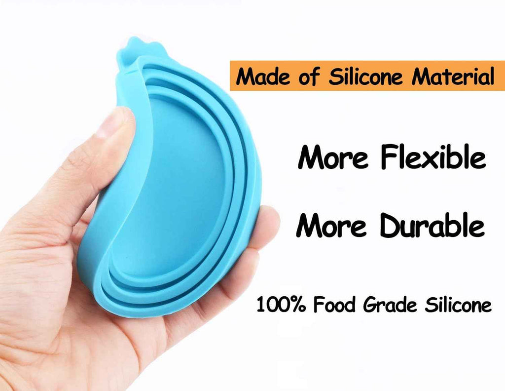 Comtim pet food can cover silicone can lids for dog and cat food, universal size, blue and green