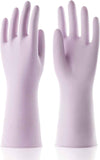 COOLJOB Medium Household Rubber Gloves with Cotton Liner & Non-slip Grip, Waterproof Long Lasting Dishwashing Gloves for Kitchen & Bathroom Cleaning, Light Pink, 1 Pair
