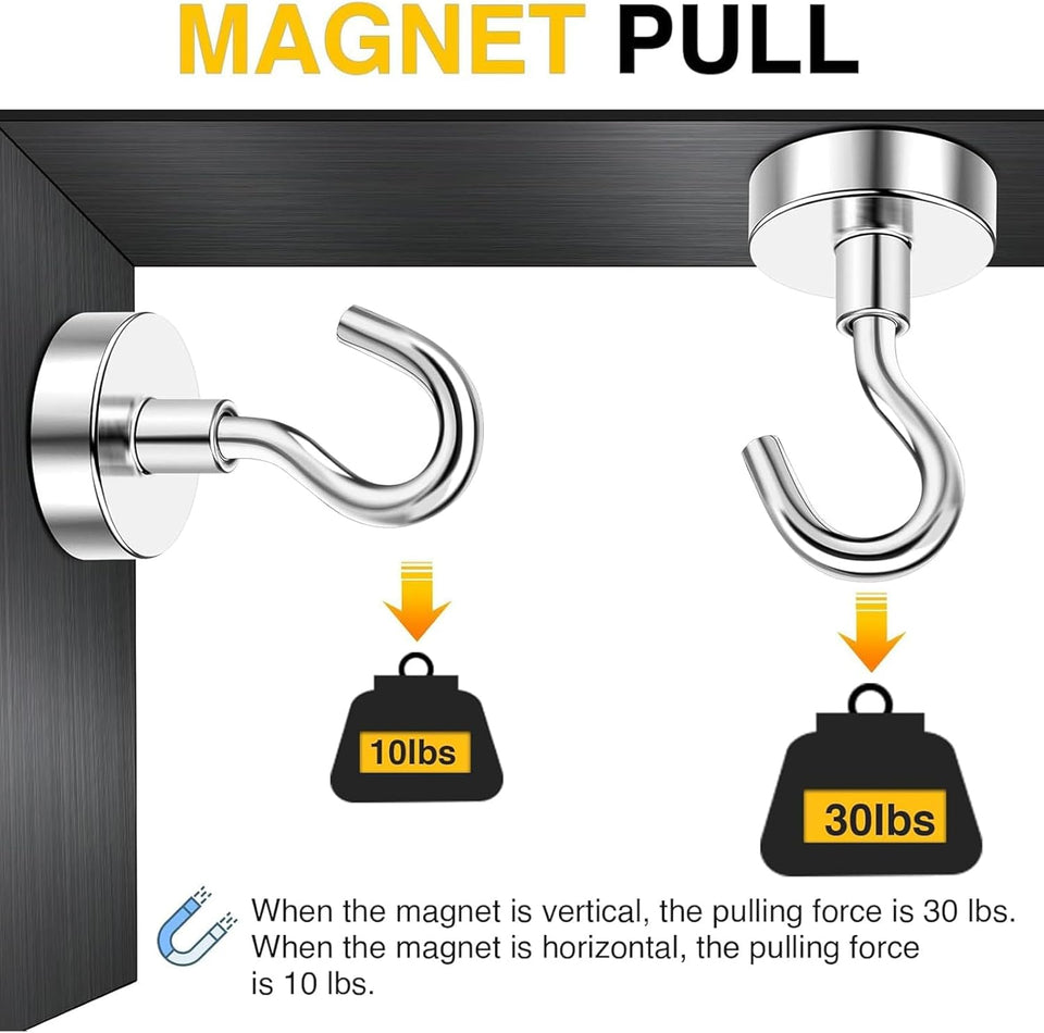 DIYMAG Magnetic Hooks, 30lbs+ Magnet Hook 2026 Cruise Cabin Ship Essentials N52 Heavy Duty Strong Magnets Refrigerator Fridge Hanging for Classroom Beach Vacation Kitchen Grills Home 6 Pack