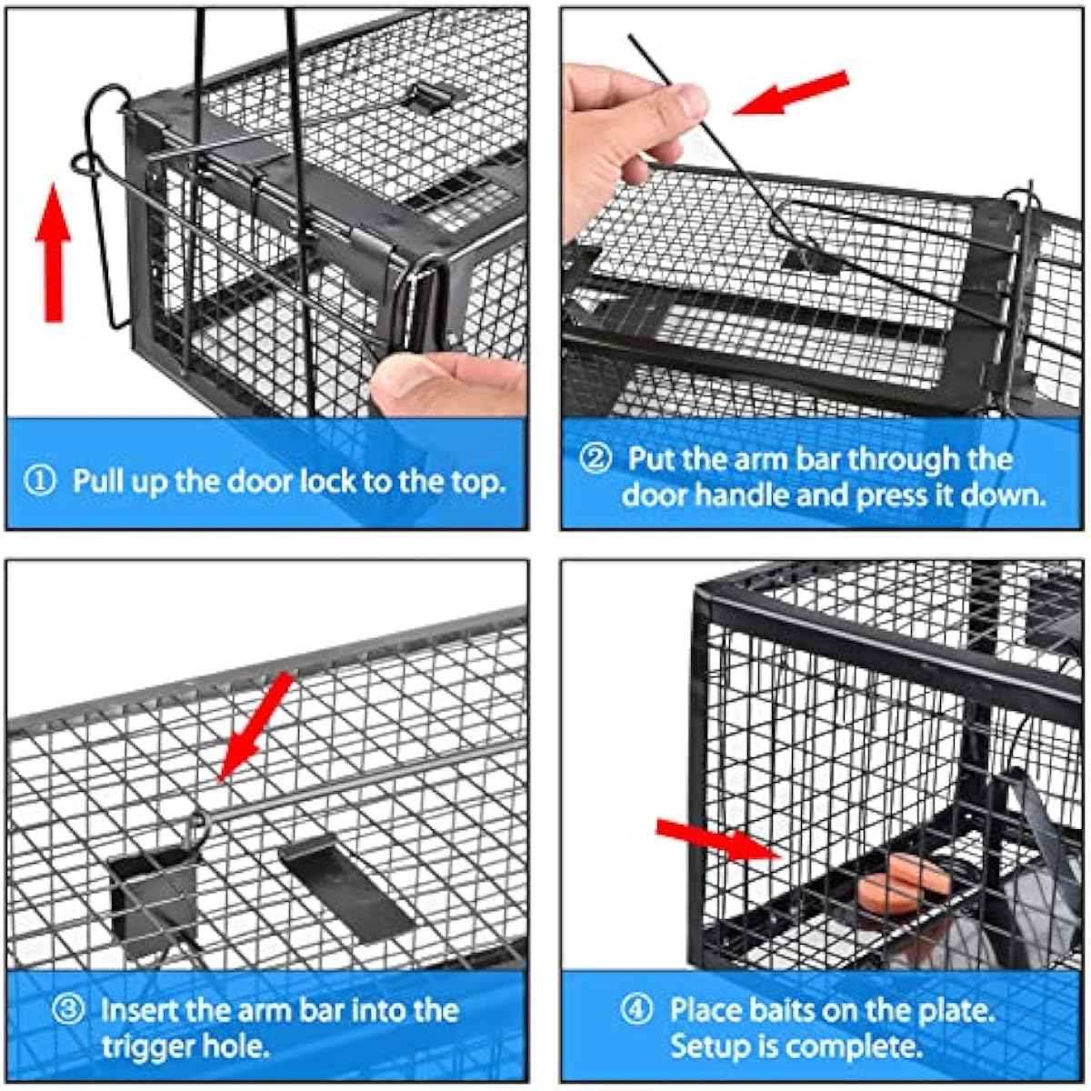 Black 2-pack humane live animal traps for indoors and outdoors - rats, mice, chipmunks, voles and similar-size animals