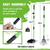 MXF Pooper Scooper, Dog Pooper Scooper Long Handle Stainless Metal Tray and Rake Set for Medium Small Dogs Heavy Duty - Use on Grass, Dirt or Gravel - Pet Supplies (Green)