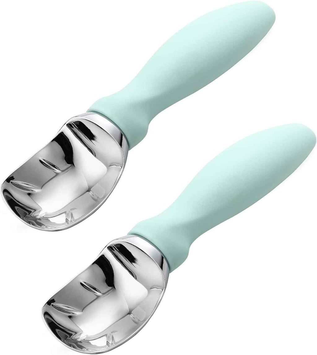 Spring Chef Heavy Duty Ice Cream Scoop with Comfortable Handle - Professional Ice Cream Scooper for Gelato, Sorbet, Cookie Dough, Melon, Frozen Yogurt - Dishwasher Safe Metal Kitchen Tool - Black