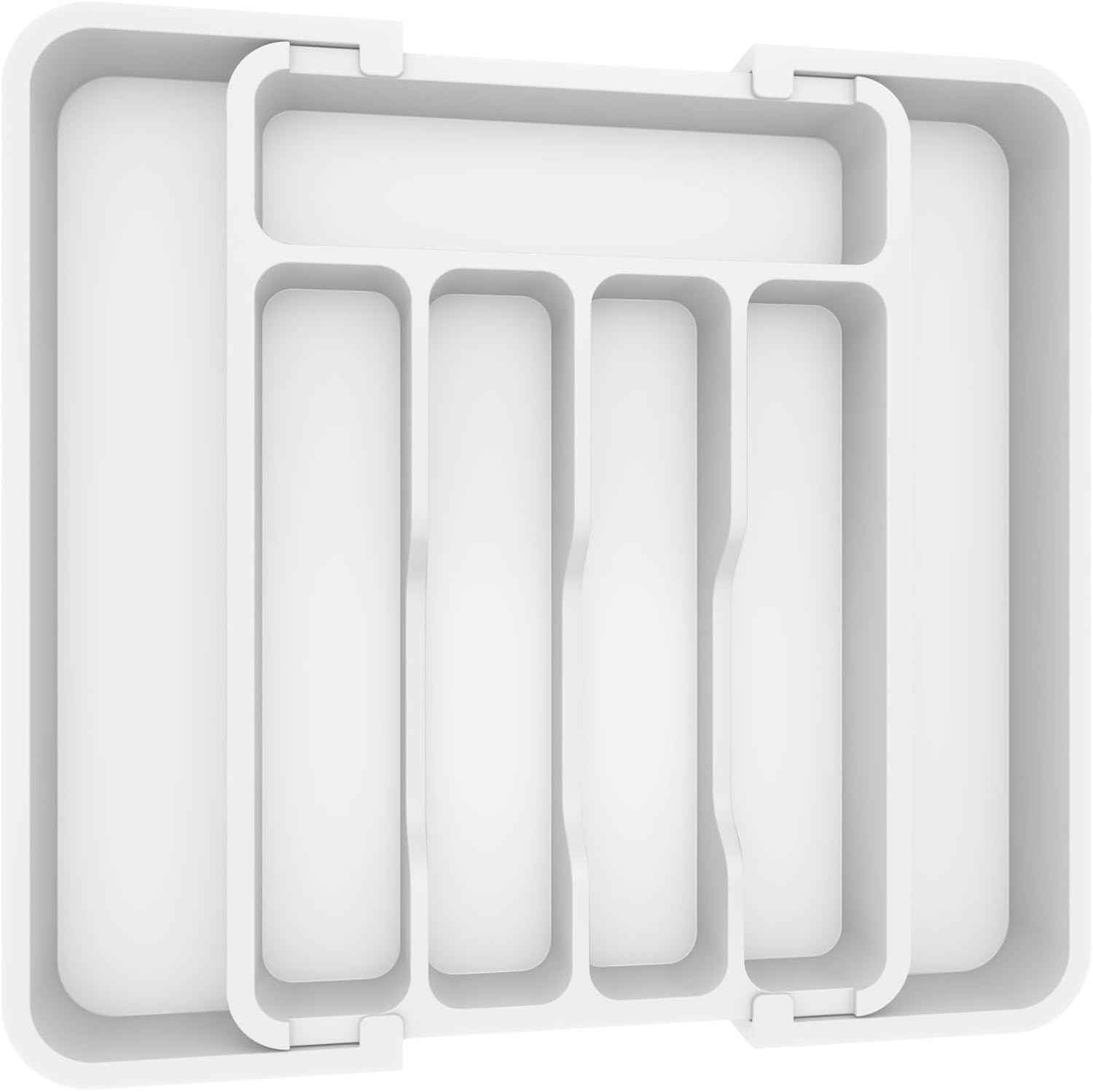 Lifewit Silverware Drawer Organizer, Expandable Utensil Tray for Kitchen, BPA Free Flatware and Cutlery Holder, Adjustable Plastic Storage for Spoons Forks Knives, 8.5-14 x 12", Black