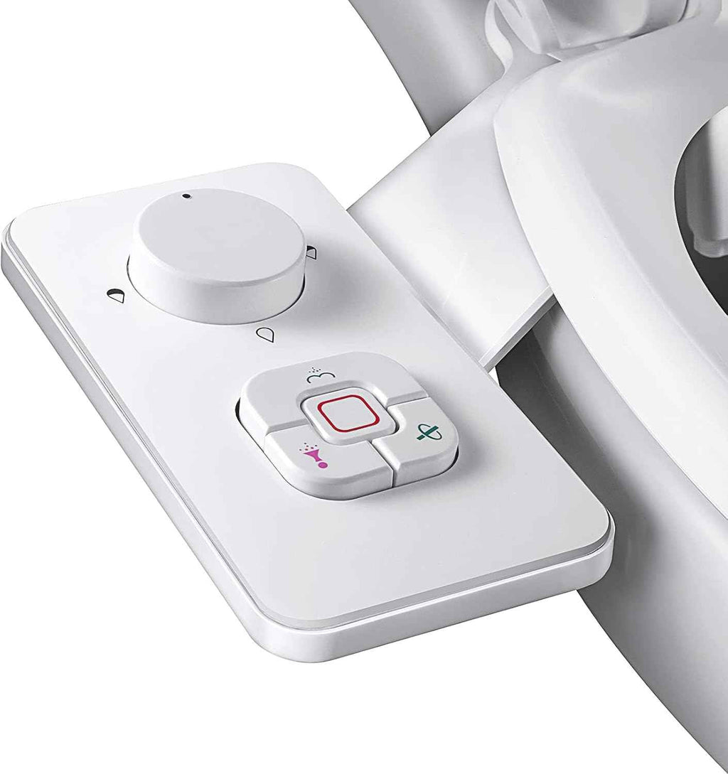 SAMODRA Bidet Attachment, Non-Electric Cold Water Bidet Toilet Seat Attachment with Pressure Controls, Retractable Self-Cleaning Dual Nozzles for Frontal & Rear Wash - Black