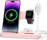 Wireless Charger iPhone Charging Station: 3 in 1 Charger Stand Multiple Devices for Apple - iPhone 16e 16 15 14 Pro Max 13 12 11 - Watch 10 9 8 7 6 5 4 3 2 SE and Ultra Series - Airpods 4 3 2 Pro - ShopUS