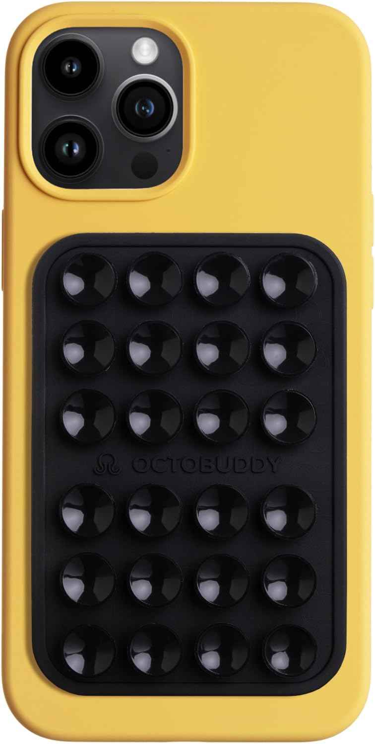 OCTOBUDDY Classic - Silicone Suction Phone Case Adhesive Mount - Hands-Free, Strong Grip Holder for Selfies and Videos - iPhone and Android Compatible - 2.25″ x 3.25″, Chalk Pink