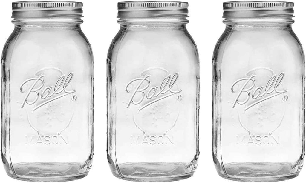 Ball Wide Mouth Glass Mason Jars with Lids and Bands, Used for Canning, Pickling, Juice, Jam, Jelly, Quart Size 32 Ounce (Pack of 2)