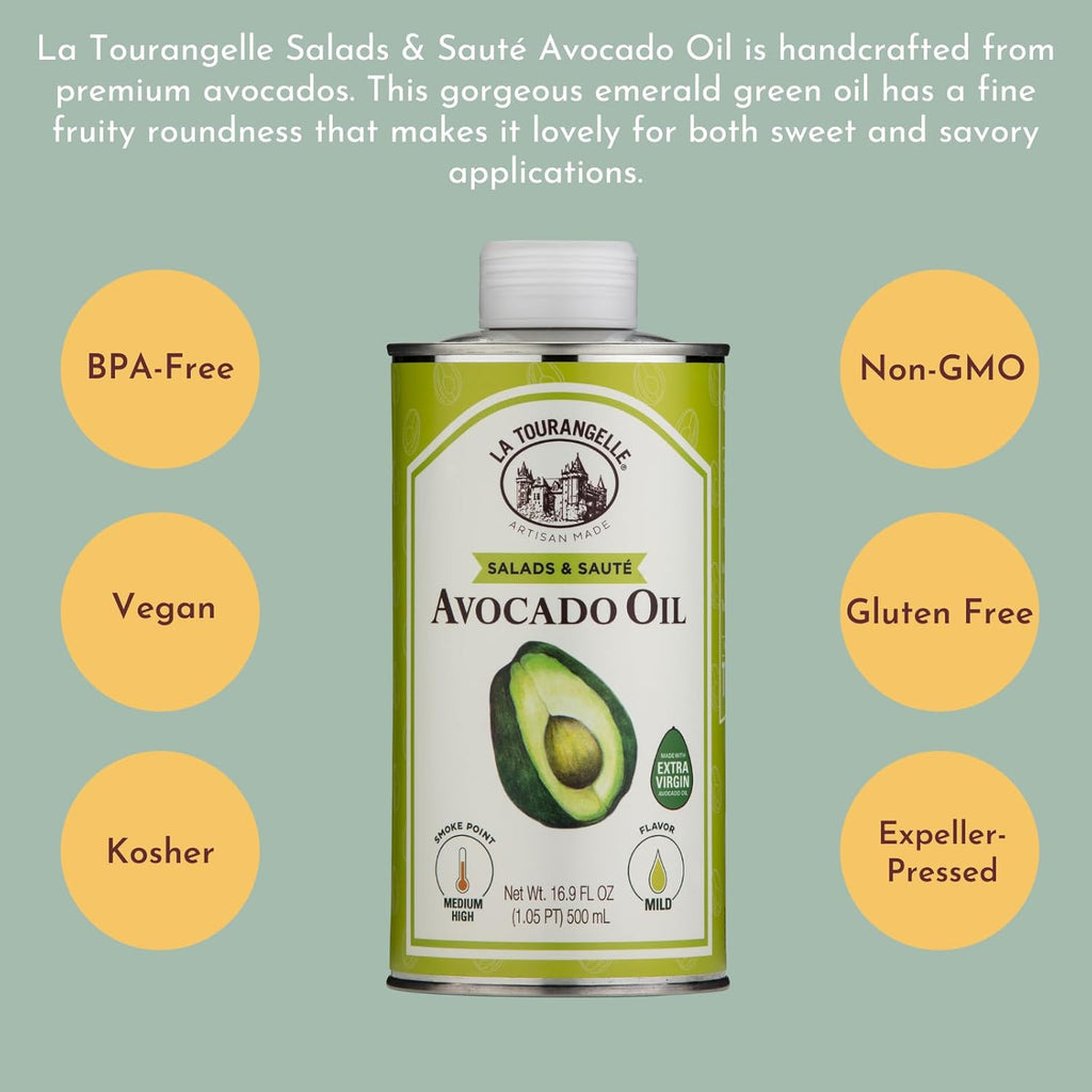 La Tourangelle 16.9 Fl Oz all-natural avocado oil for salads, fruit, fish, or vegetables with buttery flavor