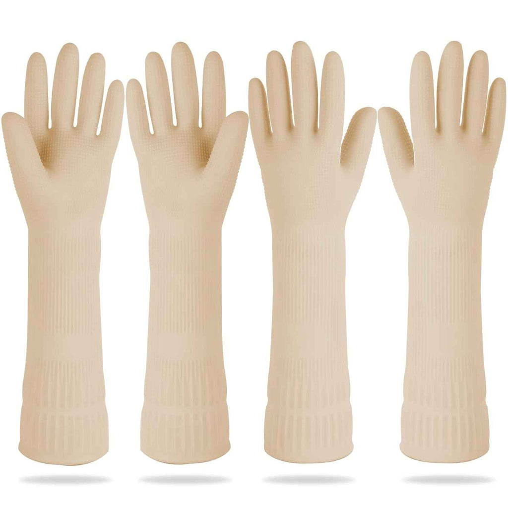 Mamison 2 Pairs Reusable Waterproof Household Dishwashing Cleaning Rubber Gloves, Non-Slip Kitchen Glove (Pink, Medium (Pack of 2))