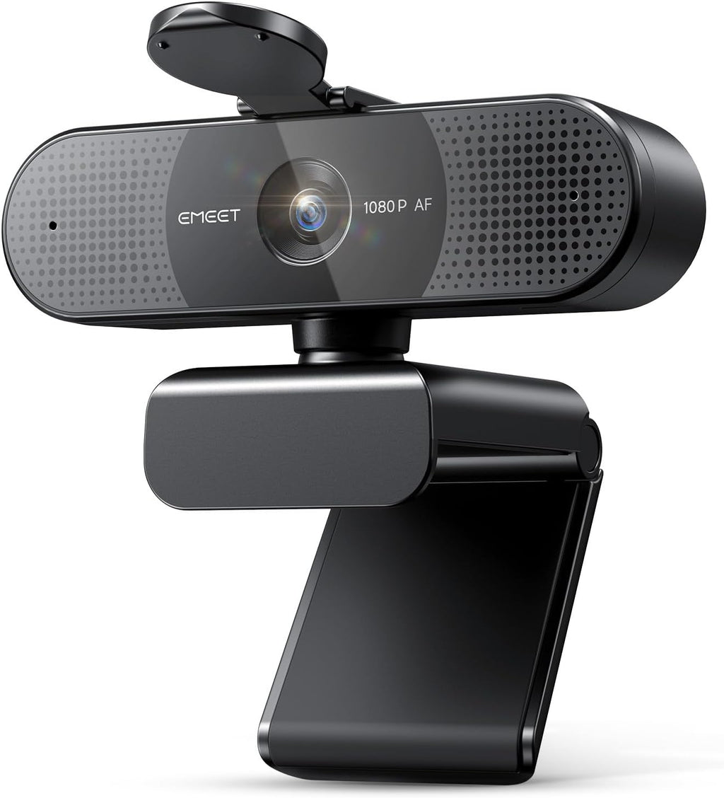 emeet c960 1080p webcam with 2 mics, 90° fov, usb type-a & a-to-c adapter, plug&play computer camera