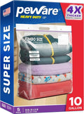 20 Gallon Heavy Duty Jumbo Storage Bags with Handle – 24" x 34" Resealable Zipper Top, Oversized Storage Solution for Clothes, Food, Pillow, Bedding, Household, BPA-Free, Pack of 5, 6 Mil Thick