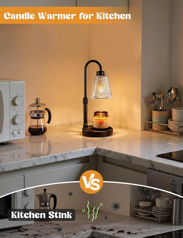 Innqoo Candle Warmer Lamp with Timer, Dimmable Candle Warmer for Jar Candles, Height Adjustable Wax Melts Warmer, Birthday Gifts for Women Mom, House Warming Gifts New Home Decor