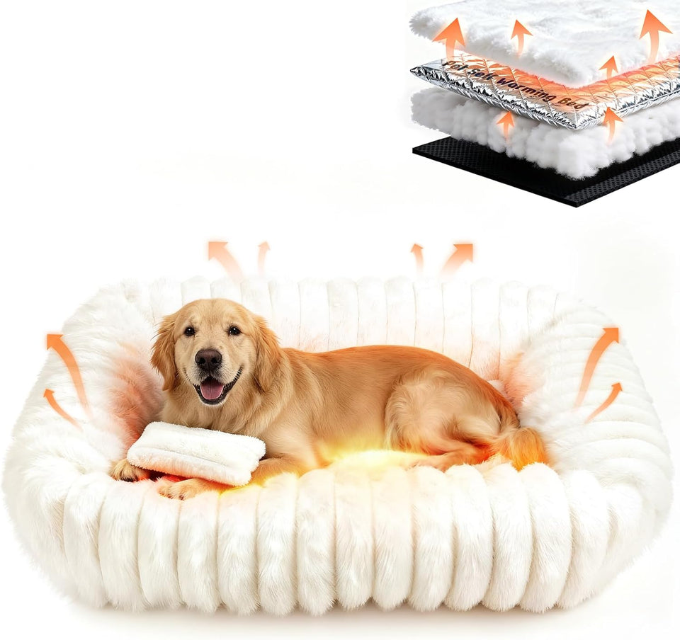 Self Warming Cat Bed for Indoor Cats, Donut Shape, Self-Heating Dog Bed with Non-Slip Bottom, Washable & Portable (Size S)