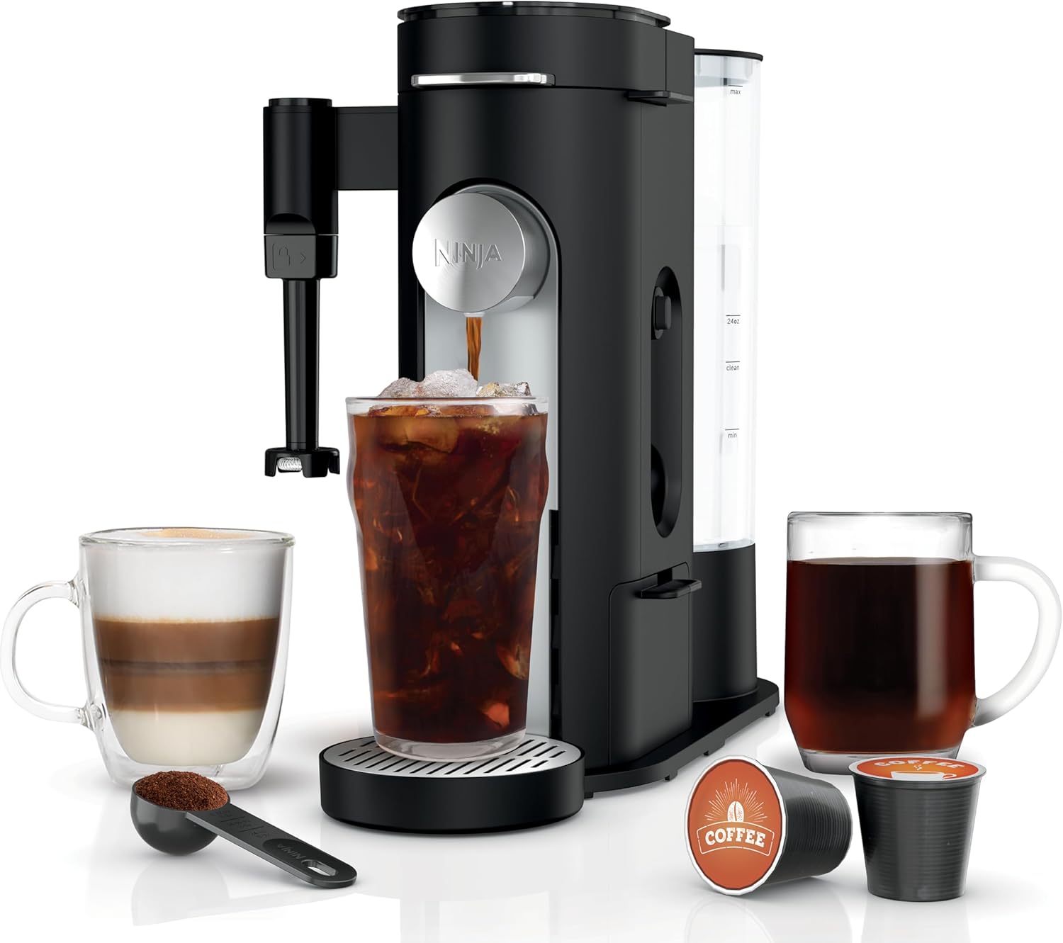 Ninja | Coffee Maker | Single Serve |Brew with Coffee Pods & Grounds| Compatible with K-Cup Coffee Pods | 4 Brew Styles, up to 24oz Cup Sizes & 56oz Removable Reservoir | Black | PB051