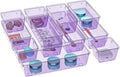 WOWBOX 6 Pack Clear Drawer Organizer Set, Acrylic Drawer Storage Trays, Storage Bins for Makeup, Cosmetics, Jewelries, Utensils, Gadgets, Office