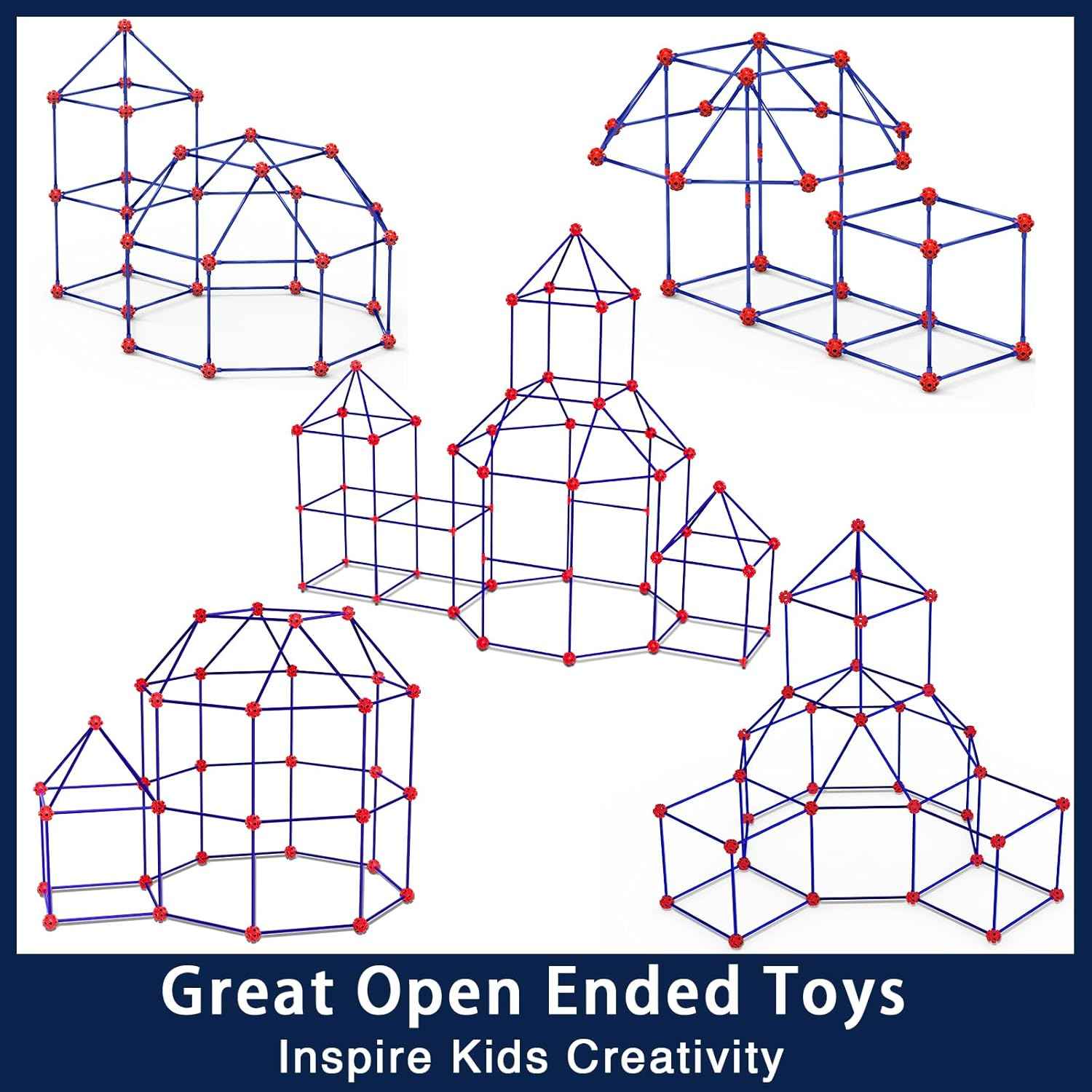 OleFun 180 Pack Fort Building Kits for Kids 4, 5, 6, 7, 8+ Year Old Boys & Girls, Creative STEM Building Toys for DIY Castles, Tunnels, Play Tent, Ideal Gifts for Aged 5-8