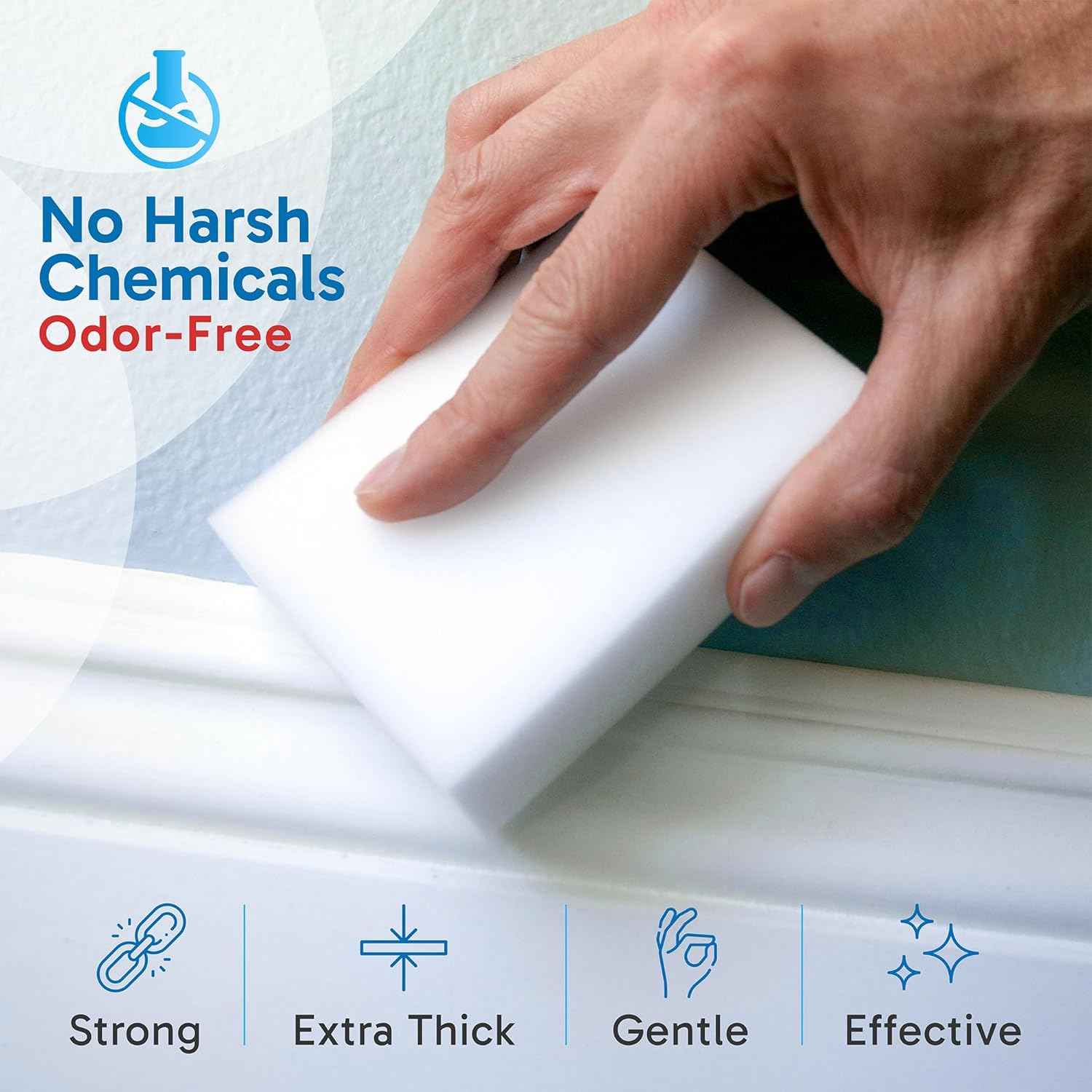 (20 Pack) Extra Large Eraser Sponge - Extra Thick, Long Lasting, Premium Melamine Sponges in Bulk - Multi Surface Power Scrubber Foam Cleaning Pads - Bathtub, Floor, Baseboard, Bathroom, Wall Cleaner