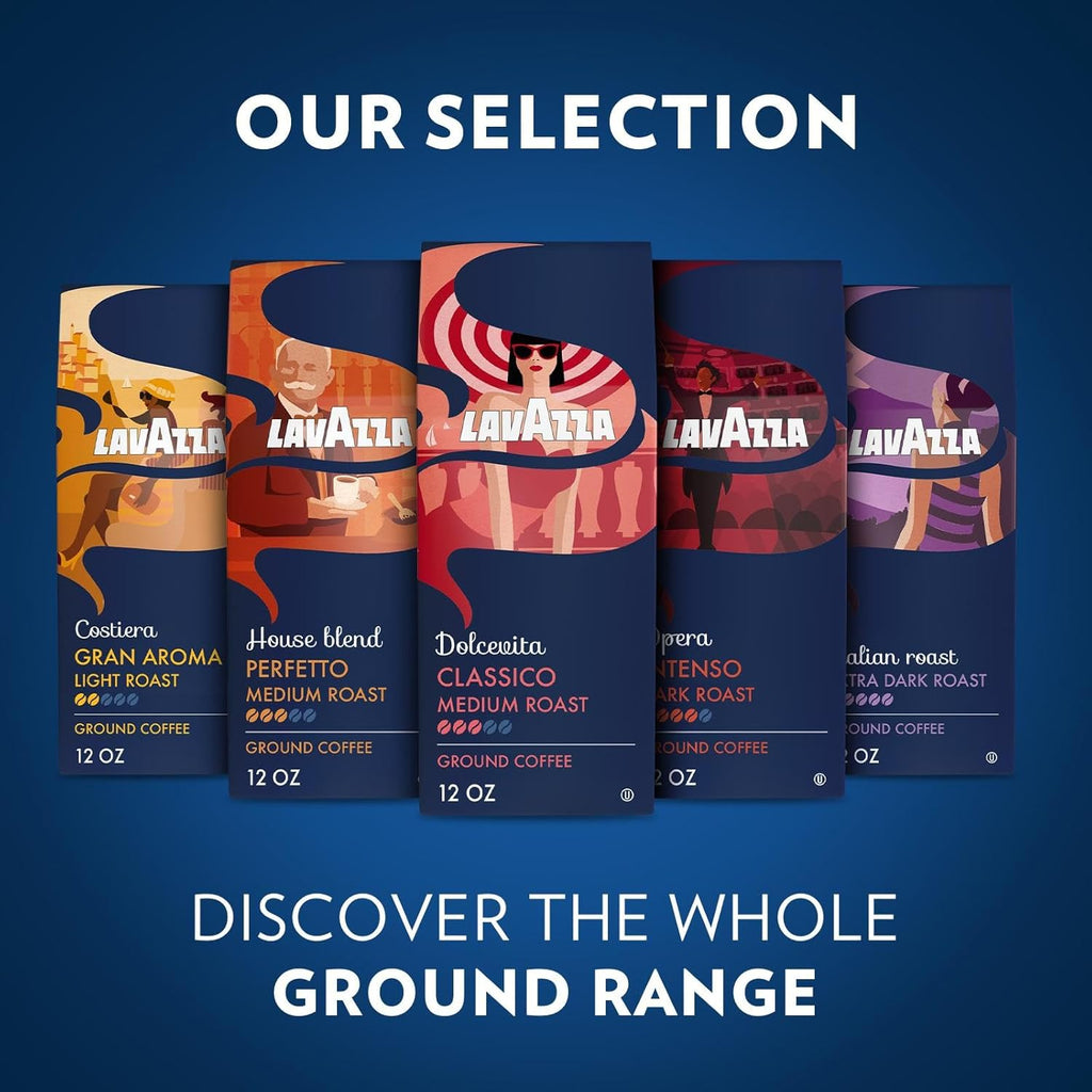 Lavazza Ground Coffee Classico 340g, medium roasting, Arabica and Robusta blend, 12-ounce bag
