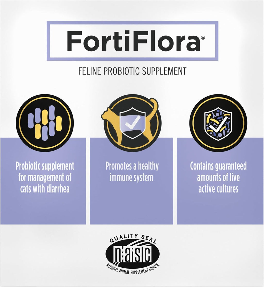 PLrina Pro Plan Veterinary Supplements FortiFlora Daily Probiotics for Cats for Digestive Gut Health and Diarrhea - 30 ct. Box