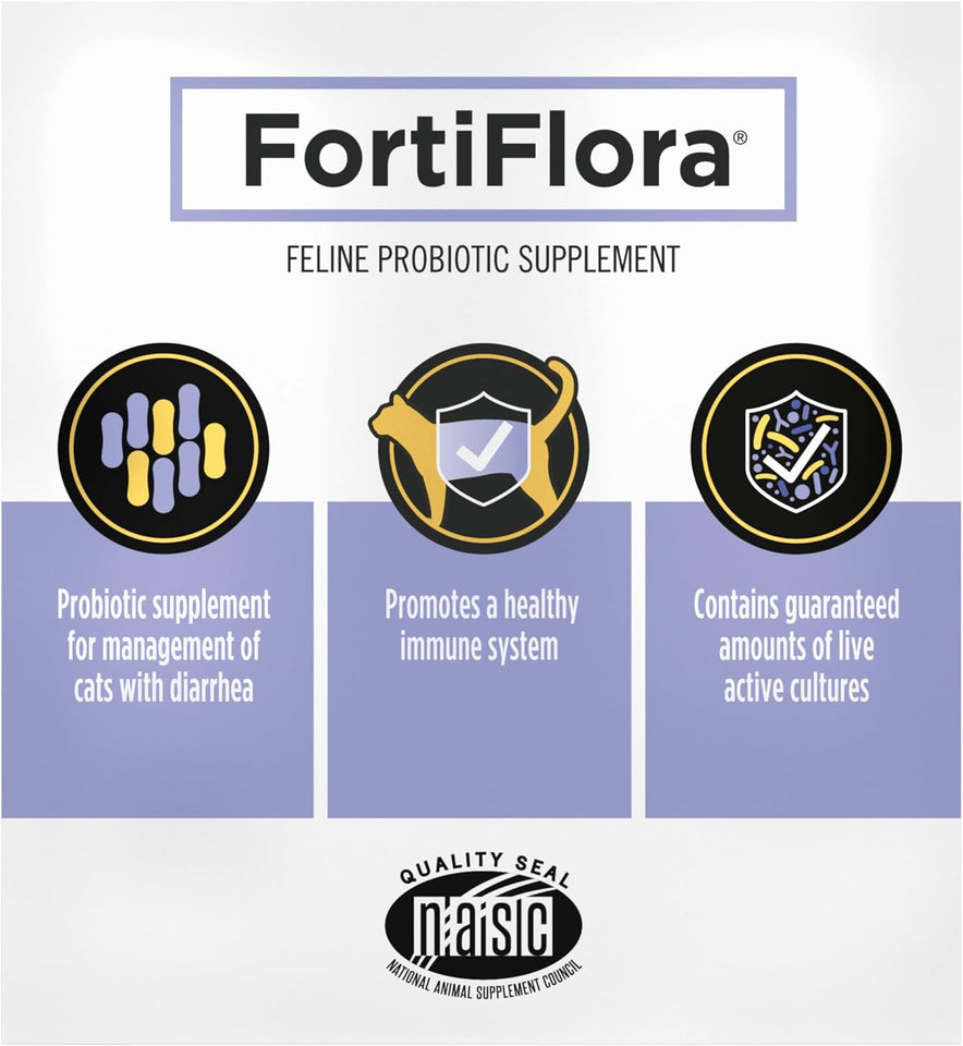 PLrina Pro Plan Veterinary Supplements FortiFlora Daily Probiotics for Cats for Digestive Gut Health and Diarrhea - 30 ct. Box
