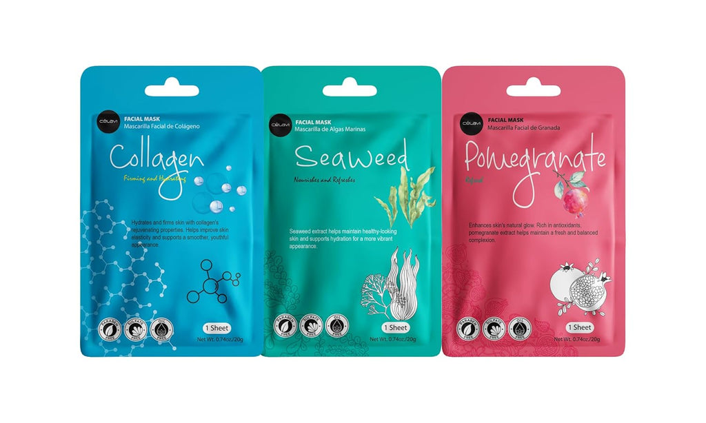 celavi essence facial sheet face mask variety set classic authentic korean moisturizing skincare 12-packs