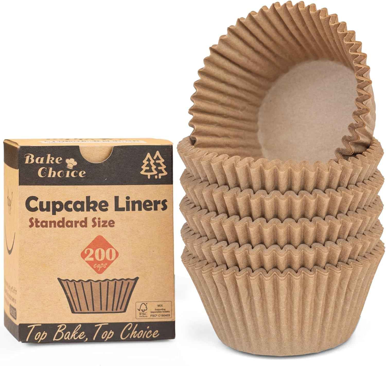 200pcs Non-stick Standard Cupcake Liners for Baking, Natural, Food-grade Cupcake Wrappers, Greaseproof Parchment Muffin Liners by [Brand]